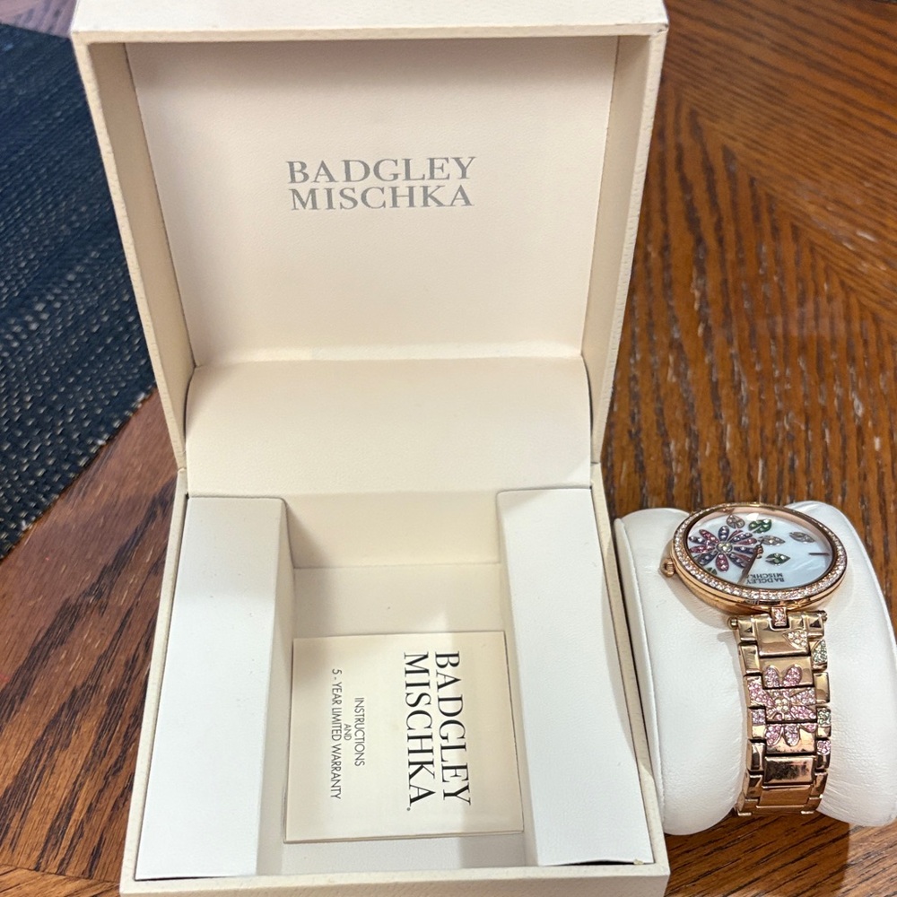 Badgley Mischka Gold and Pink Women's Watch
